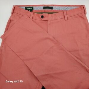 ORVIS Mens Salmon Pink Chinos Pants Size 36 Made in Peru Cotton